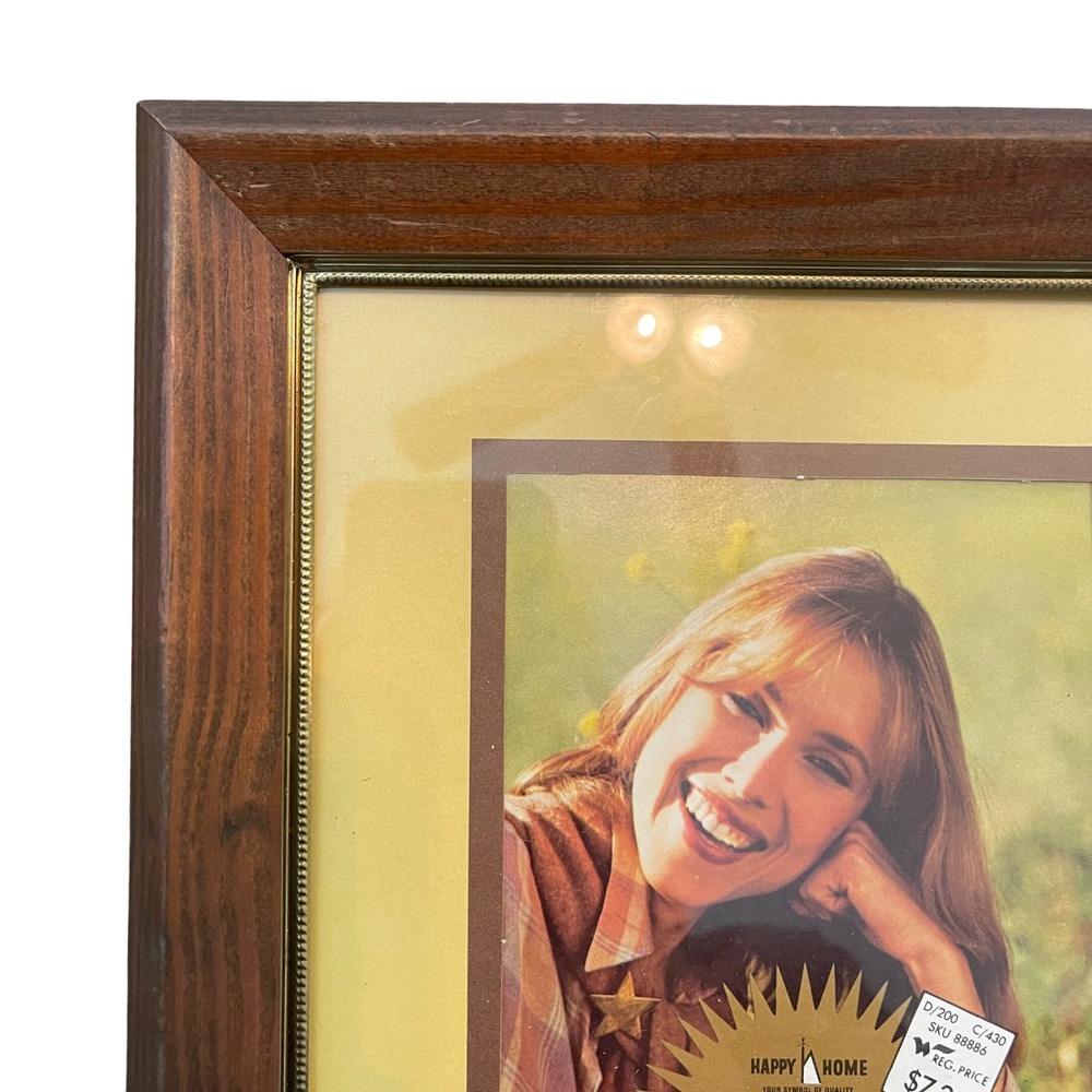 Vtg wood Mid Century Modern 8x10 Picture Frame Ornate stand hang primative cabin